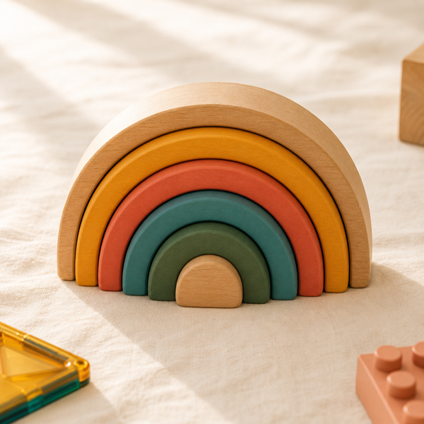 Wooden rainbow stacker toy by Vivaci